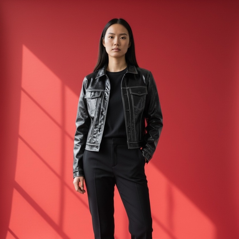 90s Style Jacket With White Stitching